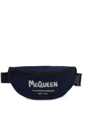 Alexander McQueen logo-print two-tone belt bag