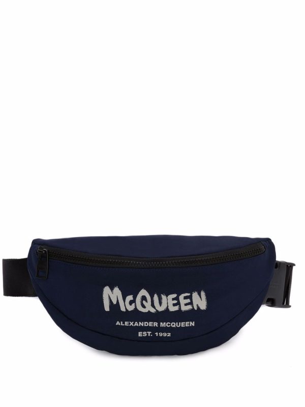 Alexander McQueen logo-print two-tone belt bag