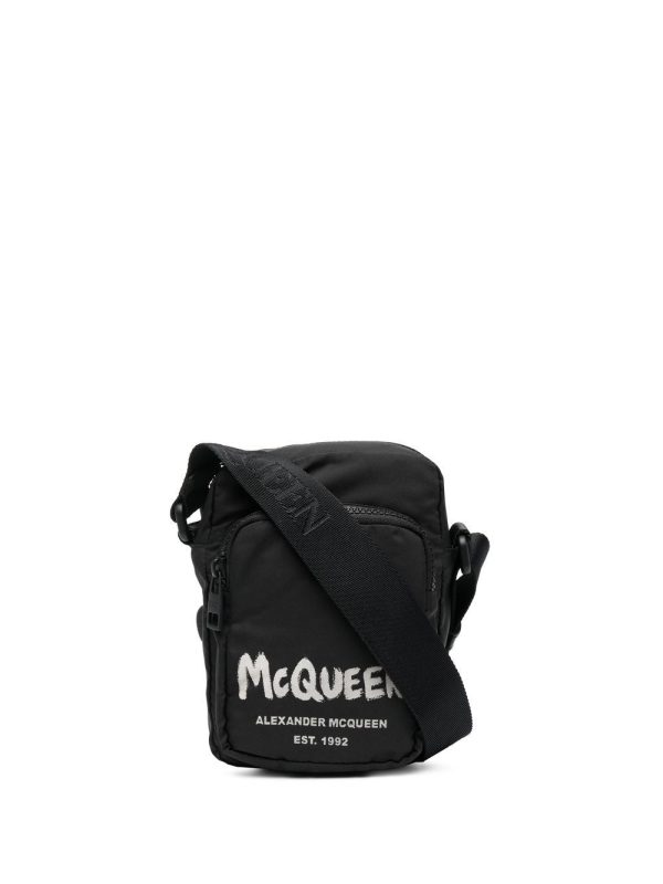 Alexander McQueen graffiti logo-print messenger bag