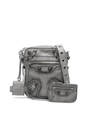 Balenciaga Le Cagole cracked leather messenger bag