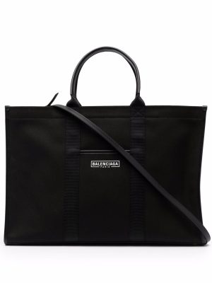 Balenciaga logo-patch organic cotton tote