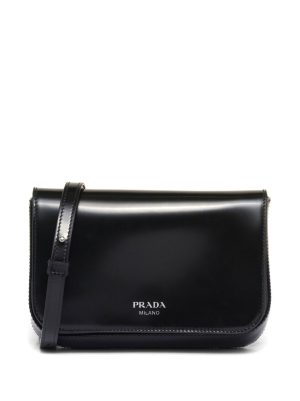 Prada logo-stamp brushed leather bag