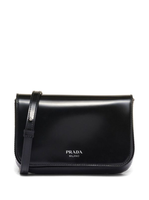 Prada logo-stamp brushed leather bag
