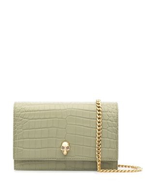 Alexander McQueen Skull crocodile-embossed shoulder bag