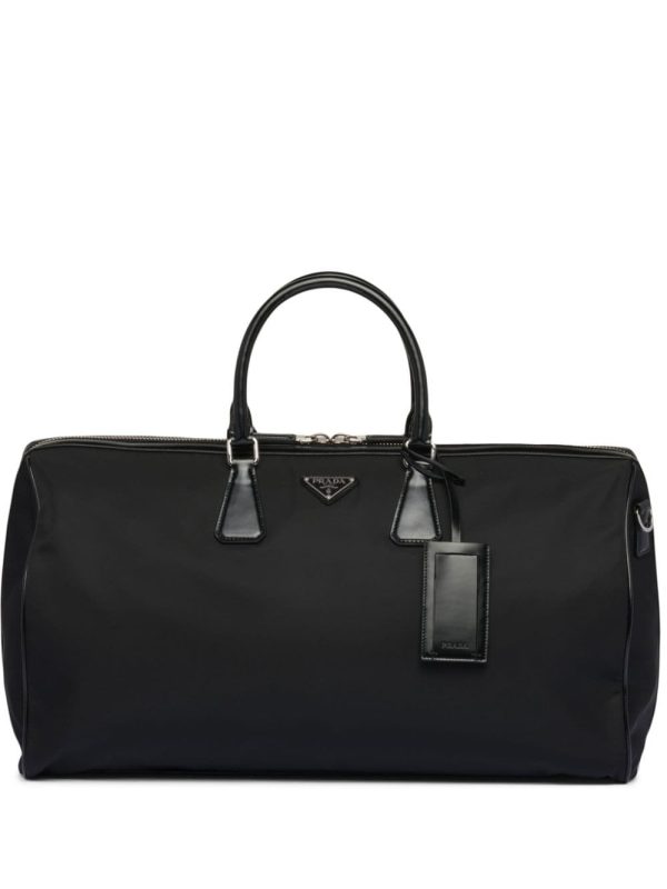 Prada logo-plaque panelled duffel bag
