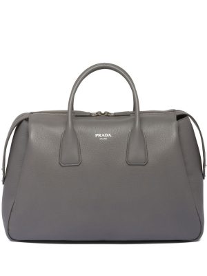 Prada triangle logo leather travel bag
