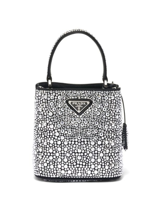 Prada small Panier crystal-embellished tote bag