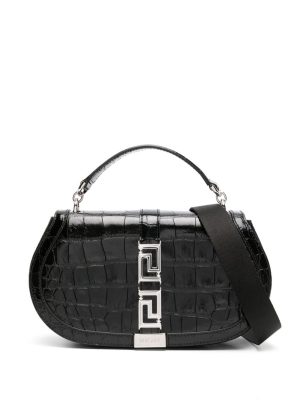 Versace Greca Goddess croc-embossed shoulder bag