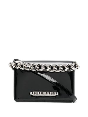 Alexander McQueen Four ring patent-leather tote bag