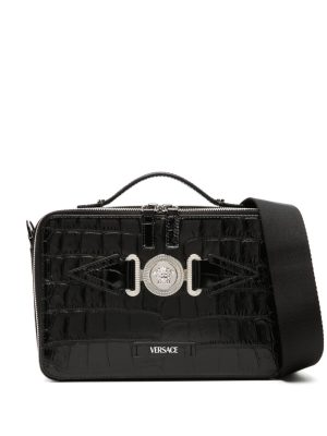 Versace Medusa-plaque leather messenger bag