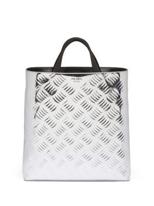 Prada textured metallic leather tote bag
