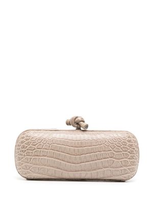 Bottega Veneta   Knot crocodile-embossed clutch bag