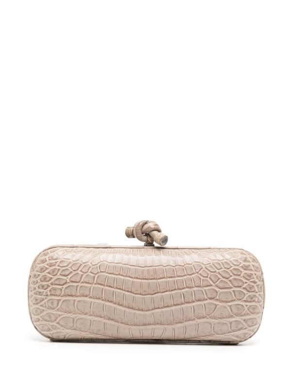 Bottega Veneta   Knot crocodile-embossed clutch bag