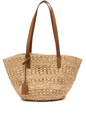 Saint Laurent crocheted raffia tote bag