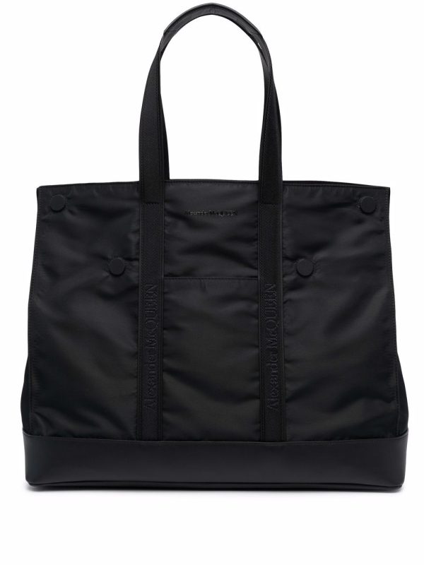 Alexander McQueen logo-embroidered tote