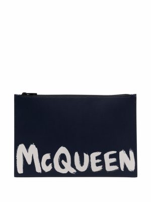 Alexander McQueen logo-print clutch bag