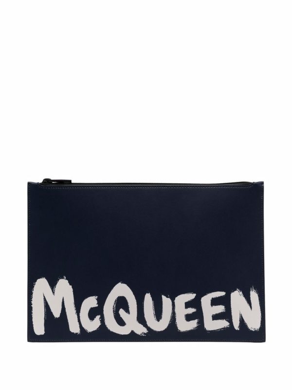 Alexander McQueen logo-print clutch bag