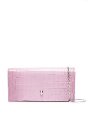 Alexander McQueen crocodile-embossed skull-stud crossbody bag