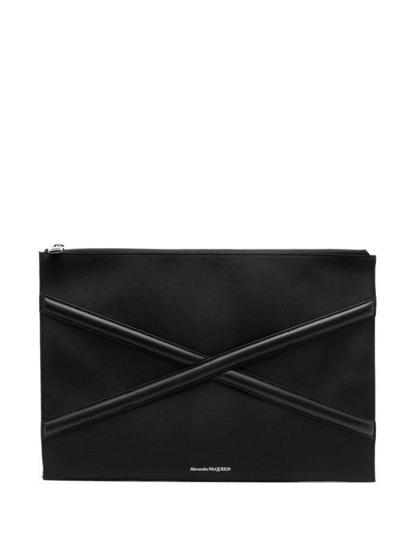 Alexander McQueen Harness logo-print clutch bag
