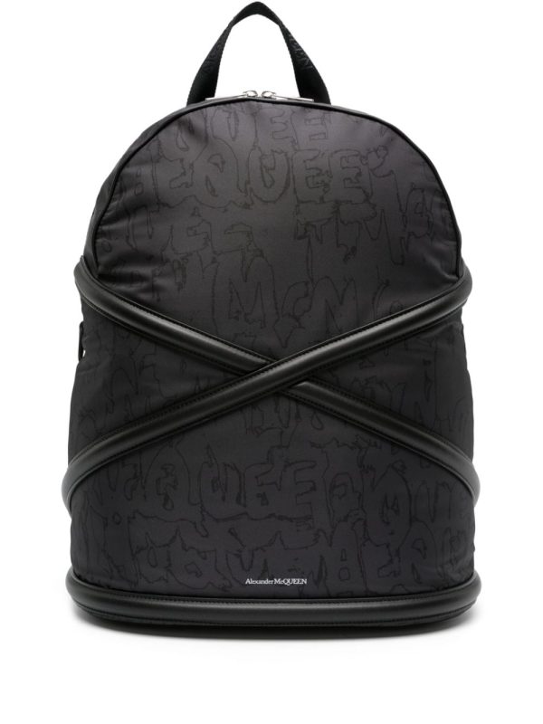Alexander McQueen crossover-straps logo-print backpack