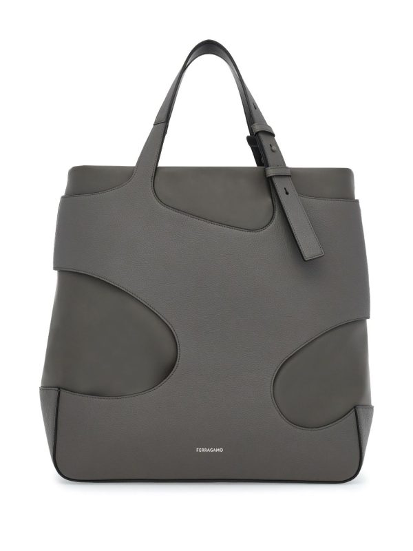 Ferragamo cut-out detail leather tote bag