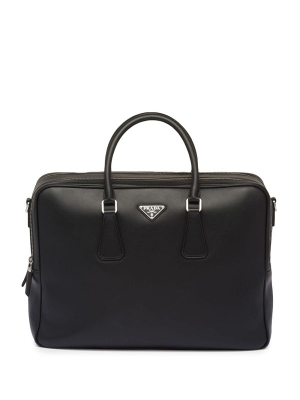 Prada triangle-logo Saffiano leather briefcase