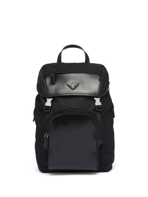 Prada triangle-logo panelled backpack