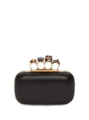 Alexander McQueen leather Skull Four-Ring clutch bag