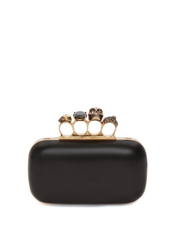 Alexander McQueen leather Skull Four-Ring clutch bag