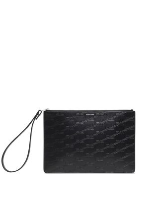 Balenciaga monogram-embossed clutch bag