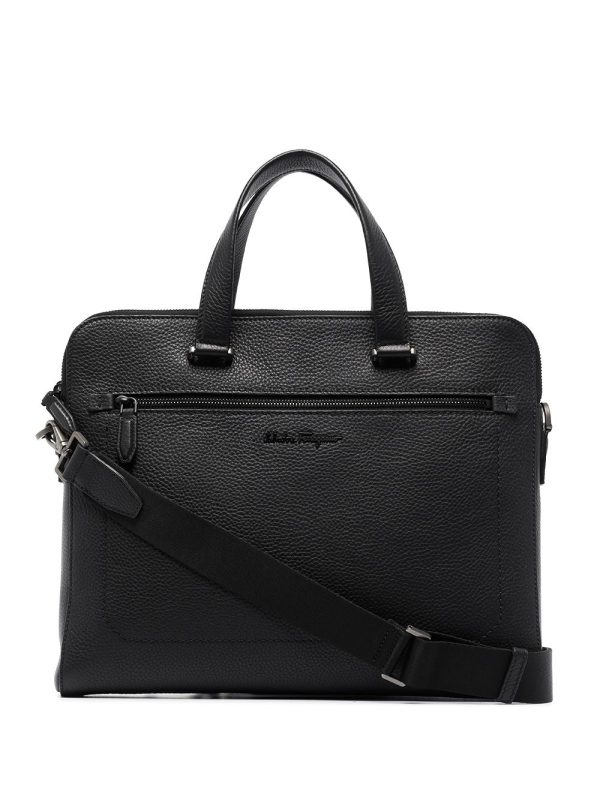 Ferragamo logo-plaque leather briefcase
