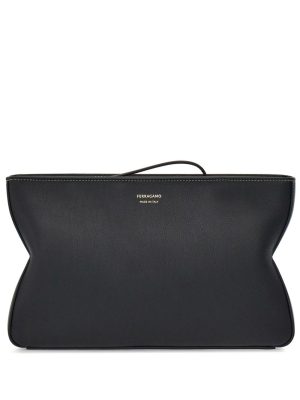 Ferragamo logo-stamp leather clutch bag