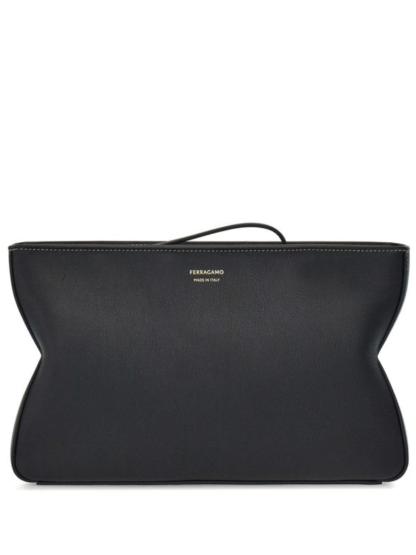 Ferragamo logo-stamp leather clutch bag