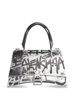 Balenciaga graffiti-print leather shoulder bag