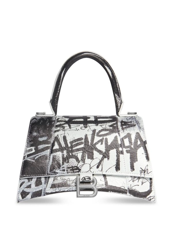 Balenciaga graffiti-print leather shoulder bag
