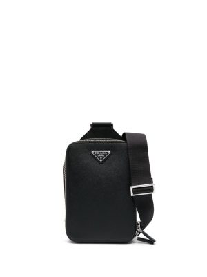 Prada triangle-logo leather messenger bag