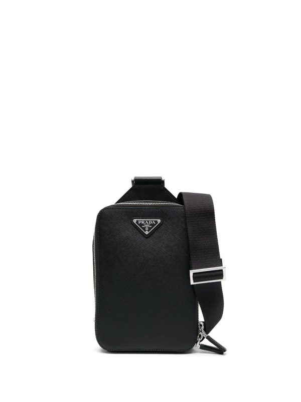 Prada triangle-logo leather messenger bag