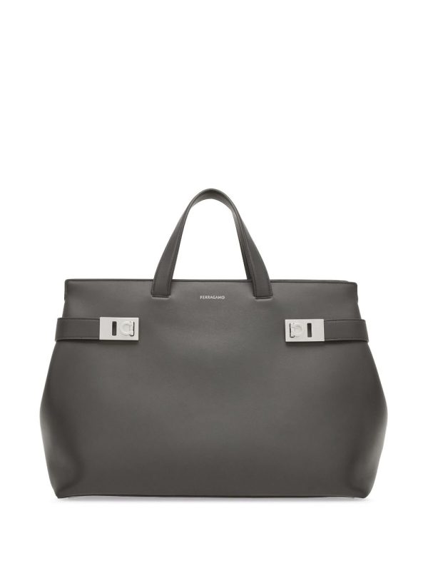 Ferragamo Gancini-buckle leather tote bag