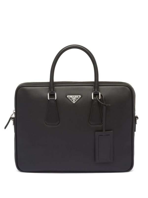 Prada triangle-logo Saffiano leather briefcase