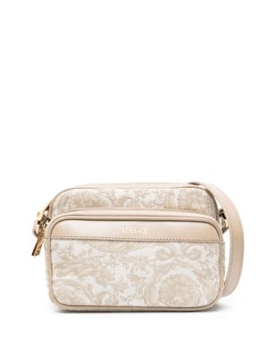 Versace Barocco-jacquard leather messenger bag