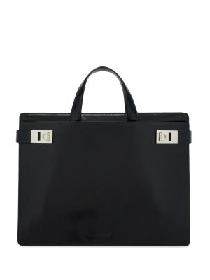 Ferragamo Gancini-buckle leather briefcase
