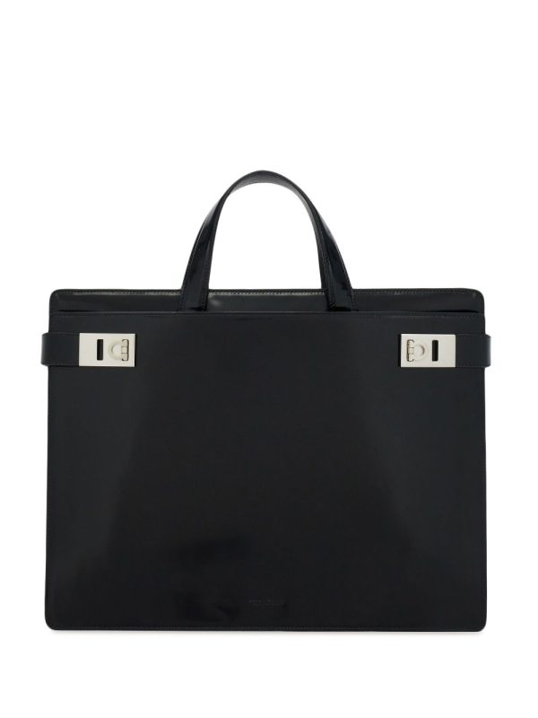 Ferragamo Gancini-buckle leather briefcase