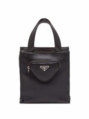 Prada triangle logo tote bag