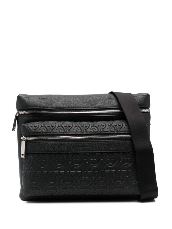 Ferragamo Gancini-pattern leather crossbody bag