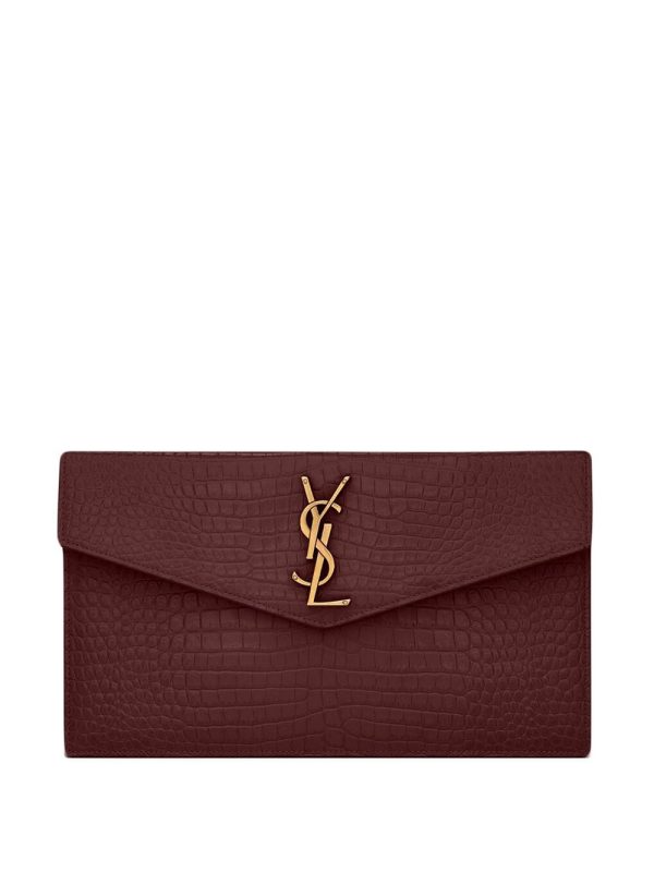 Saint Laurent Uptown crocodile-embossed clutch bag