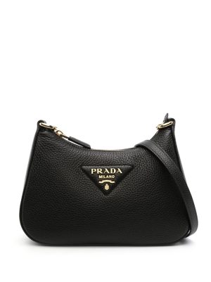 Prada enamel-triangle logo leather shoulder bag