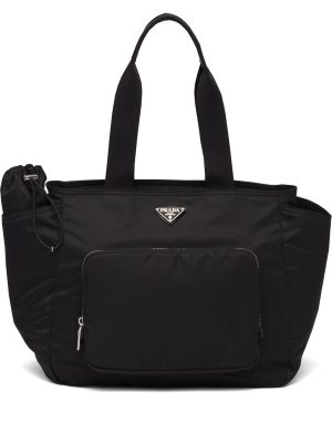 Prada enamel logo plaque changing bag