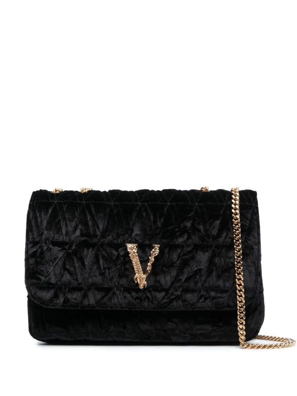 Versace Virtus velvet shoulder bag