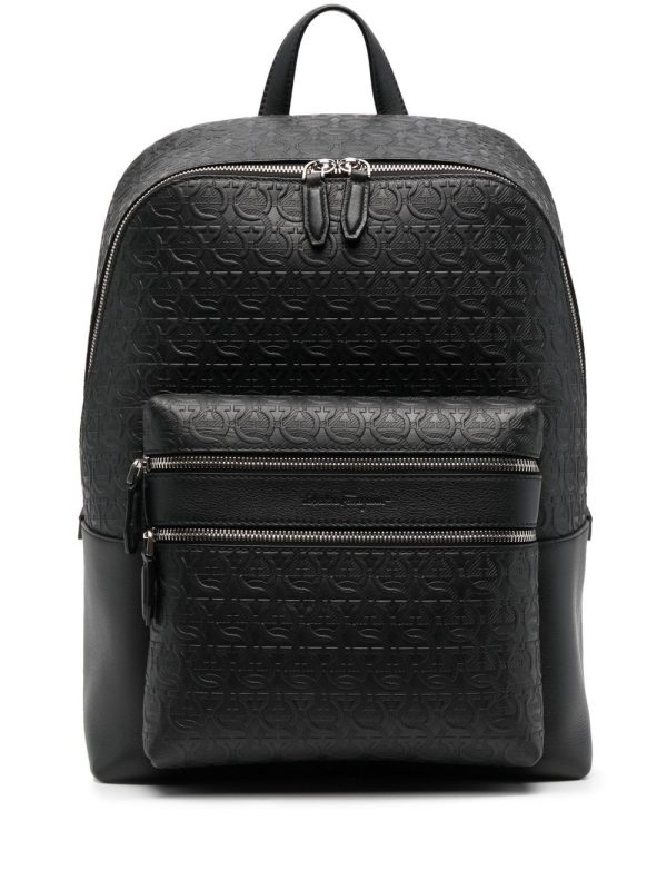 Ferragamo leather logo-embossed backpack
