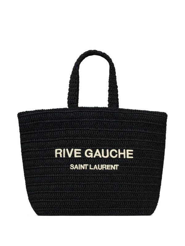 Saint Laurent Rive Gauche embroidered raffia tote bag